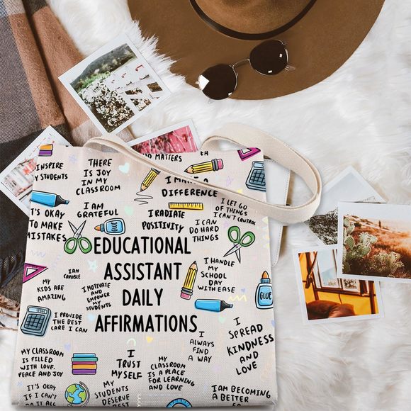 Educational Assistant Daily Affirmations Gift Teaching Assistant Tote Bag C :P - Picture 4 of 6
